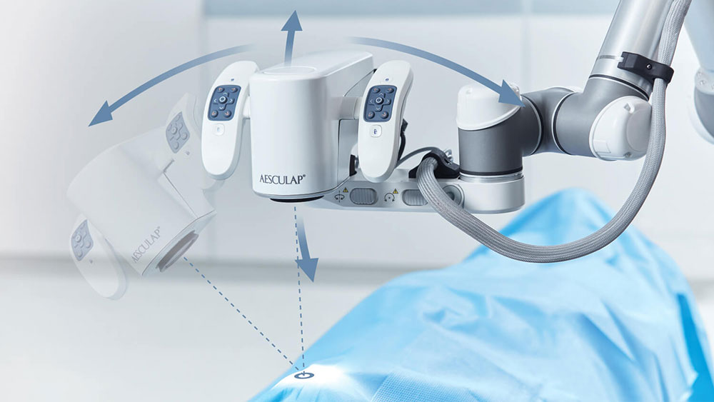  Kamerarörelse för Aesculap Aeos® med låst målfunktion. 