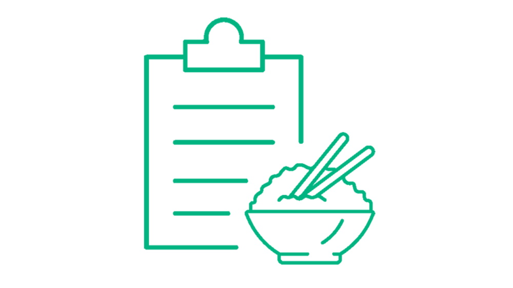 kostplan och skål med ris grön illustration