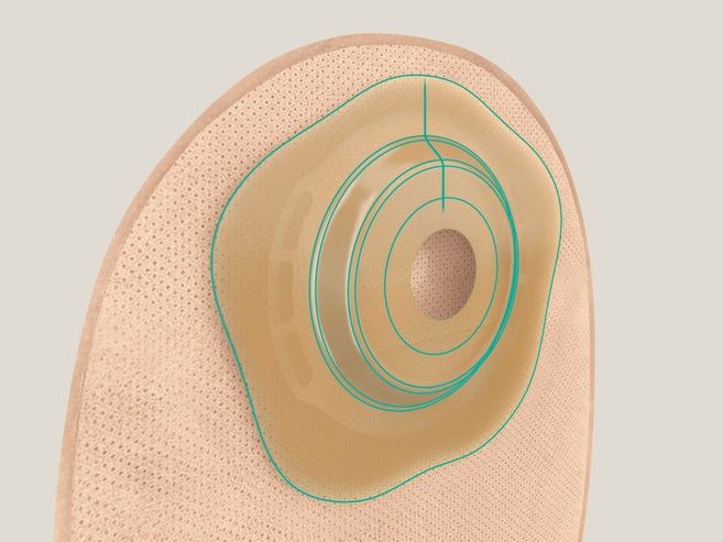 Makro av Flexima Active O' konvex platta med gröna linjer som markerar mjuk konvexitet